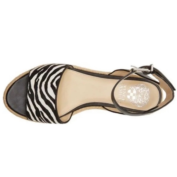 Vince Camuto Kathalia Espadrille Platform  Sandal Calf Hair Zebra Print Size 8 - Picture 3 of 15